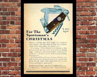 Remington Knife Ad Print, Sportsman Christmas, Vintage Wall Art (Digital Download) - Fathers Day - Man Cave