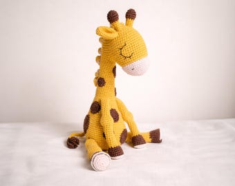 Handgefertigtes Häkelfiguren-Giraffen-Spielzeug, umweltfreundliche Naturmaterialien, ein einzigartiges, handwerkliches Geschenk