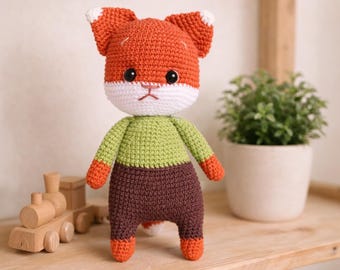 Handgemachtes gehäkeltes Fuchsspielzeug, umweltfreundliche Baumwolle, einzigartiges, handwerkliches handgefertigtes Plüsch