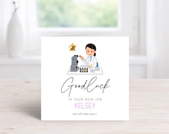 Good Luck New Job Card | Scientist, Microscope, Lab Work (Personalised)