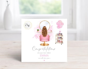 Personalised Hairdresser Congratulations Card | New Salon Opening Gift, Custom Name