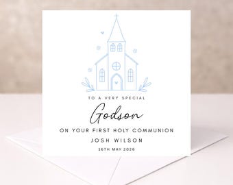First Holy Communion Card | Personalised Communion Card | Religious Card | Christening Keepsake | Holy Communion Gift Card | Boy or Girl