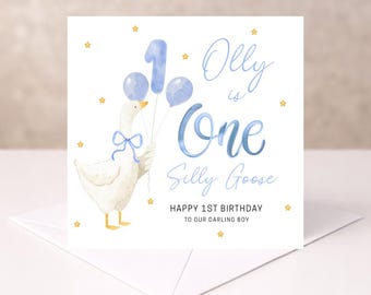 Personalised 1st Birthday Card for Son, Nephew, Brother | Silly Goose | One silly goose | First Birthday | Baby boy Keepsake