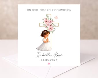 First Holy Communion Card | Personalised Communion Card | Religious Card | Christening Keepsake | Holy Communion Gift Card | Boy or Girl