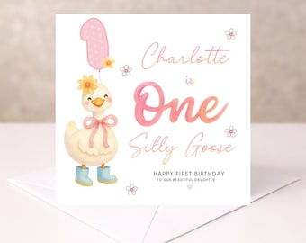 Personalised 1st Birthday Card for Daughter | Silly Goose | One silly goose | First Birthday | Baby Girl Keepsake