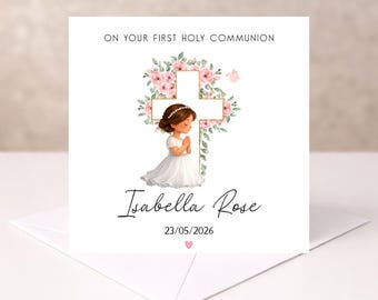 First Holy Communion Card | Personalised Communion Card | Religious Card | Christening Keepsake | Holy Communion Gift Card | Boy or Girl