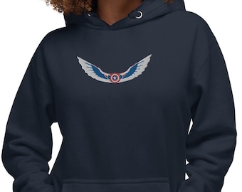 Grote geborduurde Sam Wilson Captain America Wings Unisex Hoodie