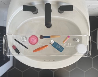 Doorzichtig acryl make-updoosje, 24" lang toilettafeltje met handgrepen