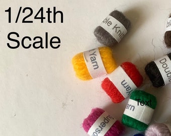 24th scale Knitting wool, Miniature balls of yarn, dollhouse 1/24th scale yarn skeins