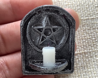 Dollhouse pentagram candle wall sconce, Miniature haunted house decor, 12th scale