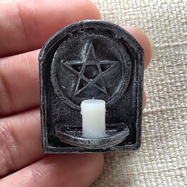 Dollhouse pentagram candle wall sconce, Miniature haunted house decor, 12th scale