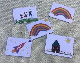 Dollhouse Miniature Children’s paintings 1/6th or 1/12th children’s art for dolls house