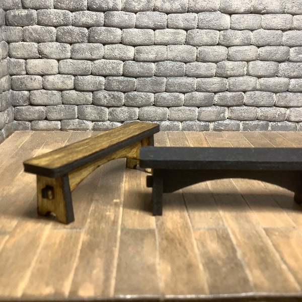 Miniature wooden bench seats, dolls house  24th scale miniature, 1/2 scale furniture