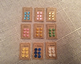 button display cards for dolls house, miniature sewing accessories , 1/12th scale sewing