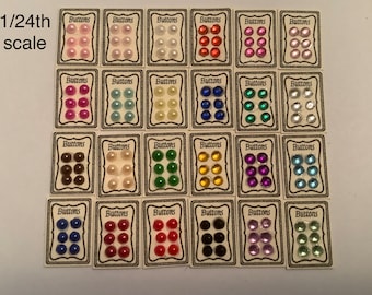 24th scale button display cards for dollhouse, miniature sewing accessories , 1/24th scale sewing