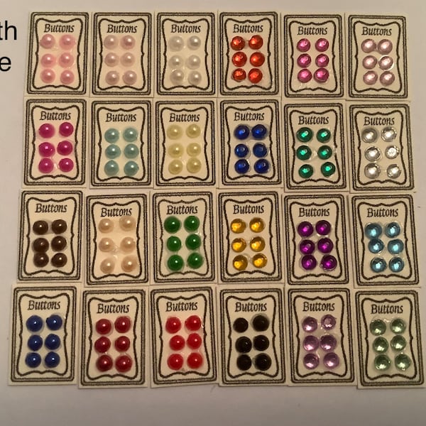 24th scale button display cards for dollhouse, miniature sewing accessories , 1/24th scale sewing