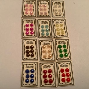 24th scale button display cards for dollhouse, miniature sewing accessories , 1/24th scale sewing Pearlescent buttons