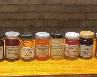 Dollhouse Miniature Jam and Jelly, Tiny Pantry Groceries