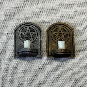Aplique de pared con vela de pentagrama para casa de muñecas, decoración en miniatura para casa embrujada, escala 12