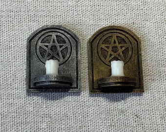 Dollhouse pentagram candle wall sconce, Miniature haunted house decor, 12th scale