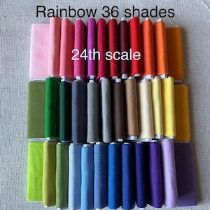 Miniature rolls of plain fabric for dolls house sewing room, miniature sewing fabrics, dollhouse fabric bolts,