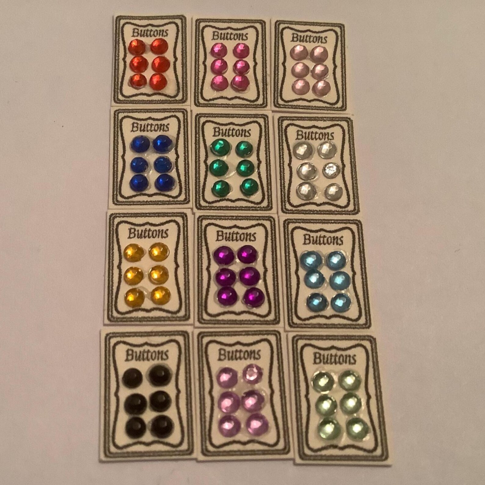 24th Scale Button Display Cards for Dollhouse, Miniature Sewing ...