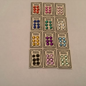 24th scale button display cards for dollhouse, miniature sewing accessories , 1/24th scale sewing Diamanté buttons