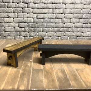 Miniature wooden bench seats, dolls house  24th scale miniature, 1/2 scale furniture