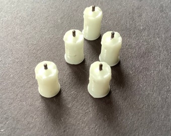 Miniature single white pillar candles, 12th scale dollhouse accessories.