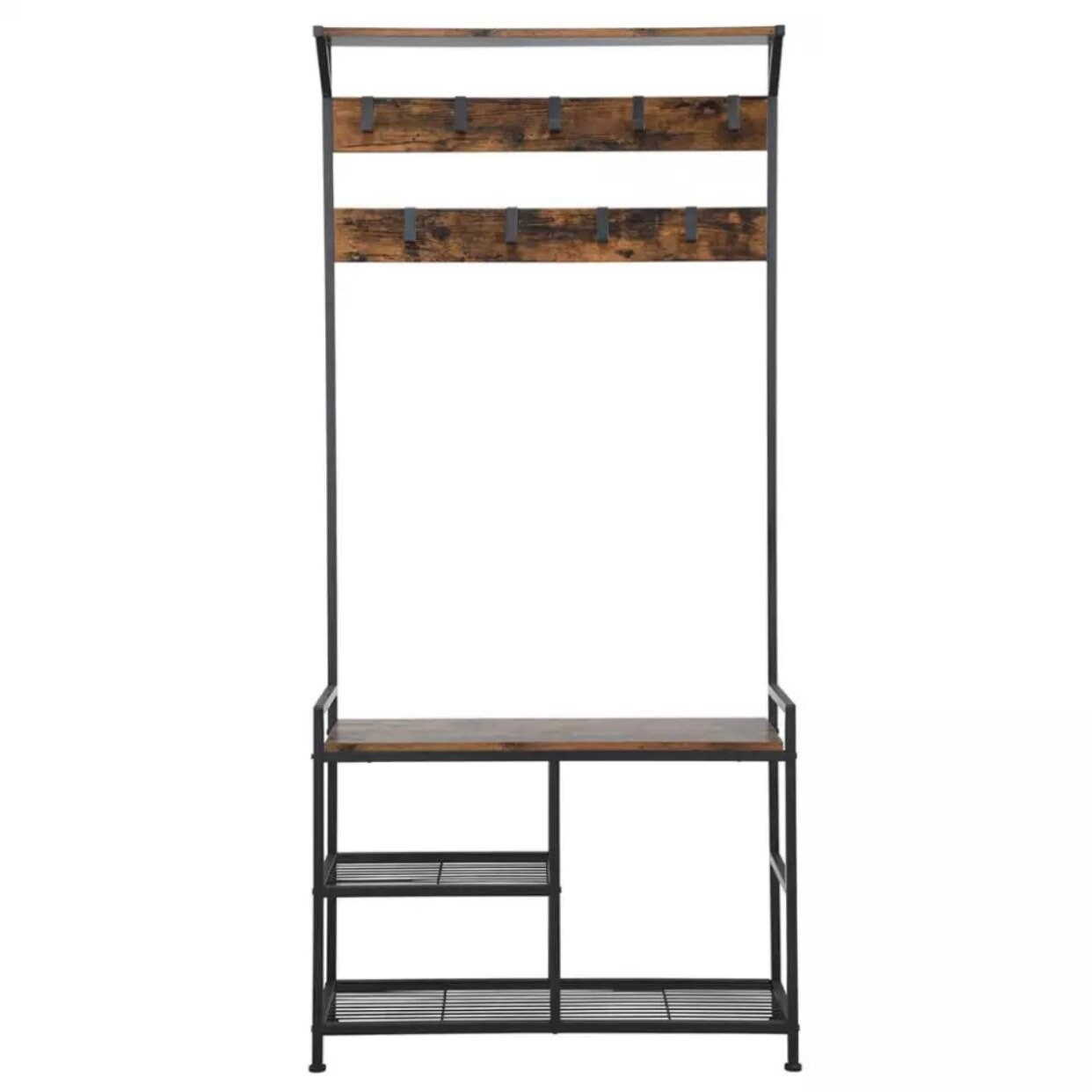 Industrial Hall Tree Rustic Wood style 2 Etsy