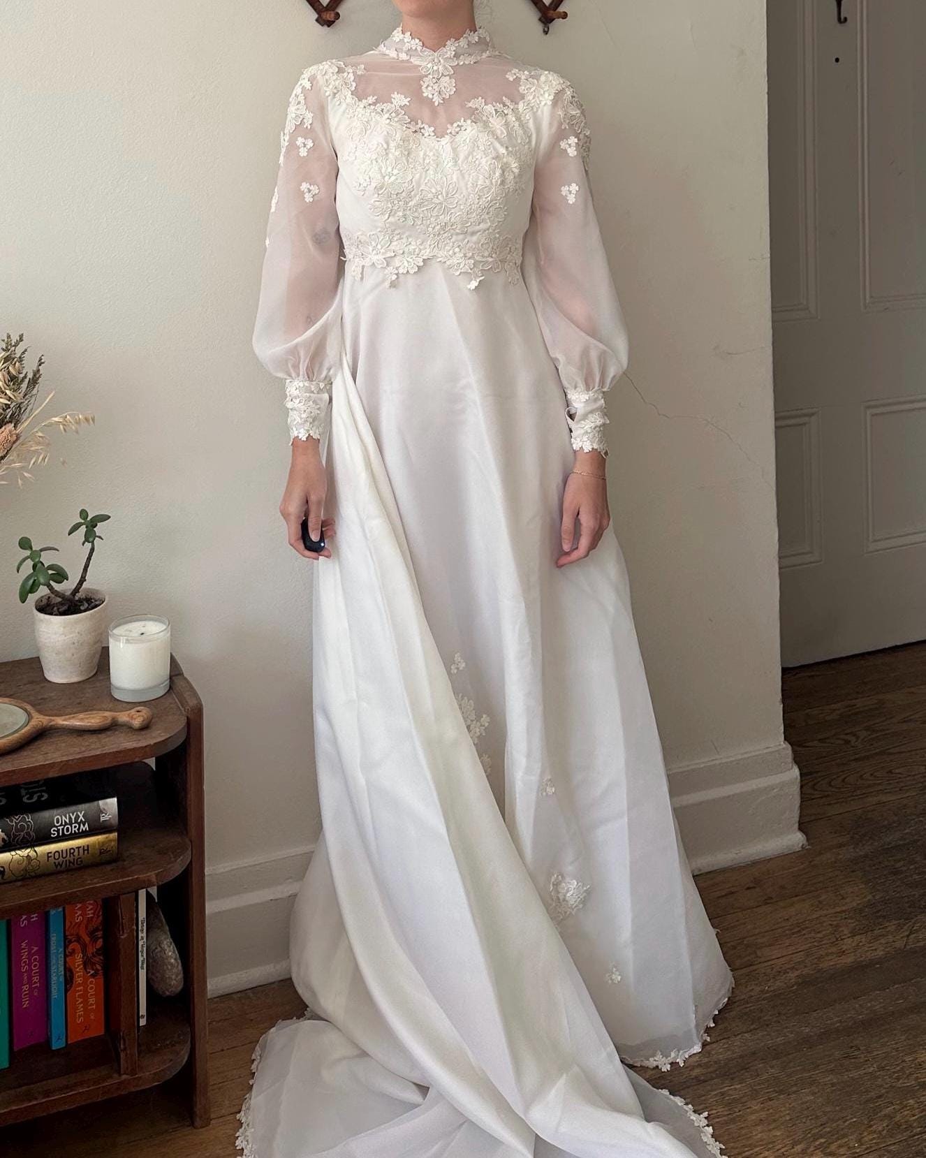 Vintage High Neck Long Sleeve Wedding - Etsy