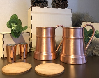 Personalization Copper Beer Mug Set, Copper Anniversary Gift for, 7th Anniversary Gift, Custom Initials Beer Mug Gift, Copper Beer Mug