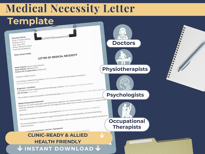 Medical Necessity Letter Template | Editable Canva PDF (digital