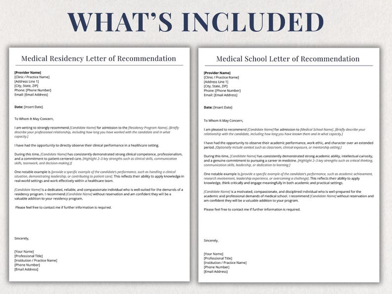 Letter of for Medical Residency, Medical School