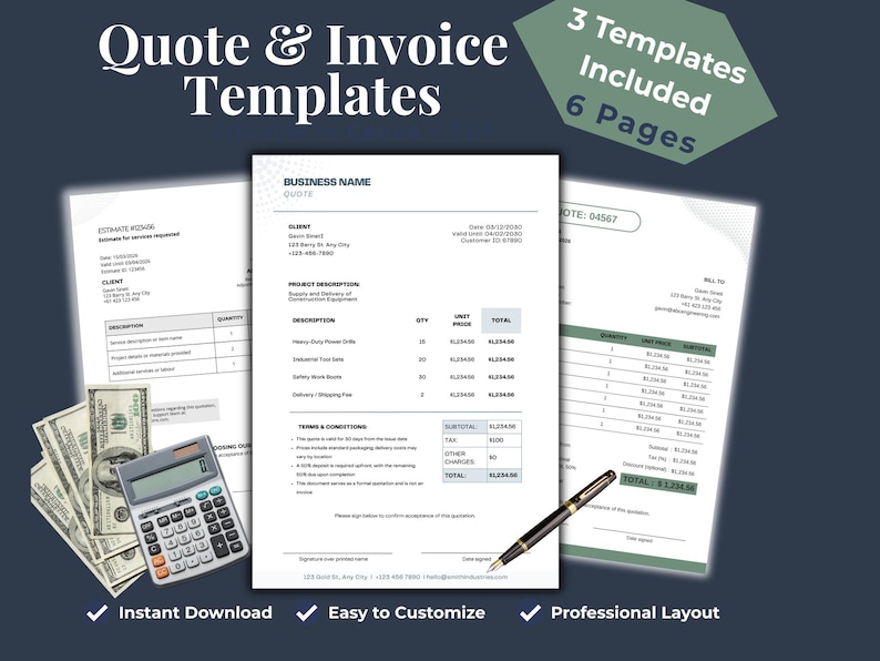 Job Estimate Template Canva Editable | Service Quote Form (printable ...