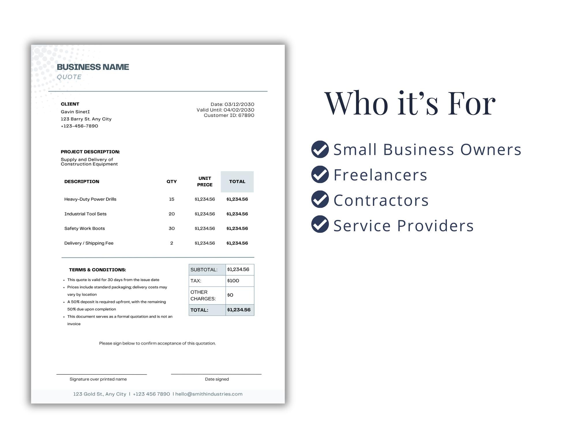 Job Estimate Template Canva Editable | Service Quote Form (printable ...