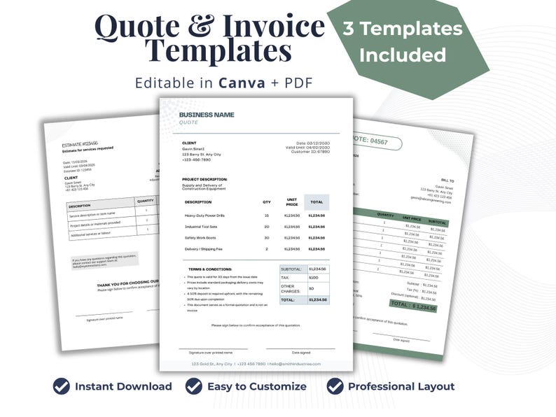 Job Estimate Template Canva Editable | Service Quote Form (printable ...
