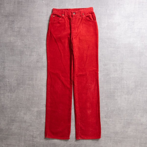 Pantaloni Lee in velluto a coste rosso vintage anni '70 - Taglia 26x33