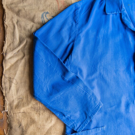 Vintage 1960s 60s French Blue Cotton Long Chore J… - image 6
