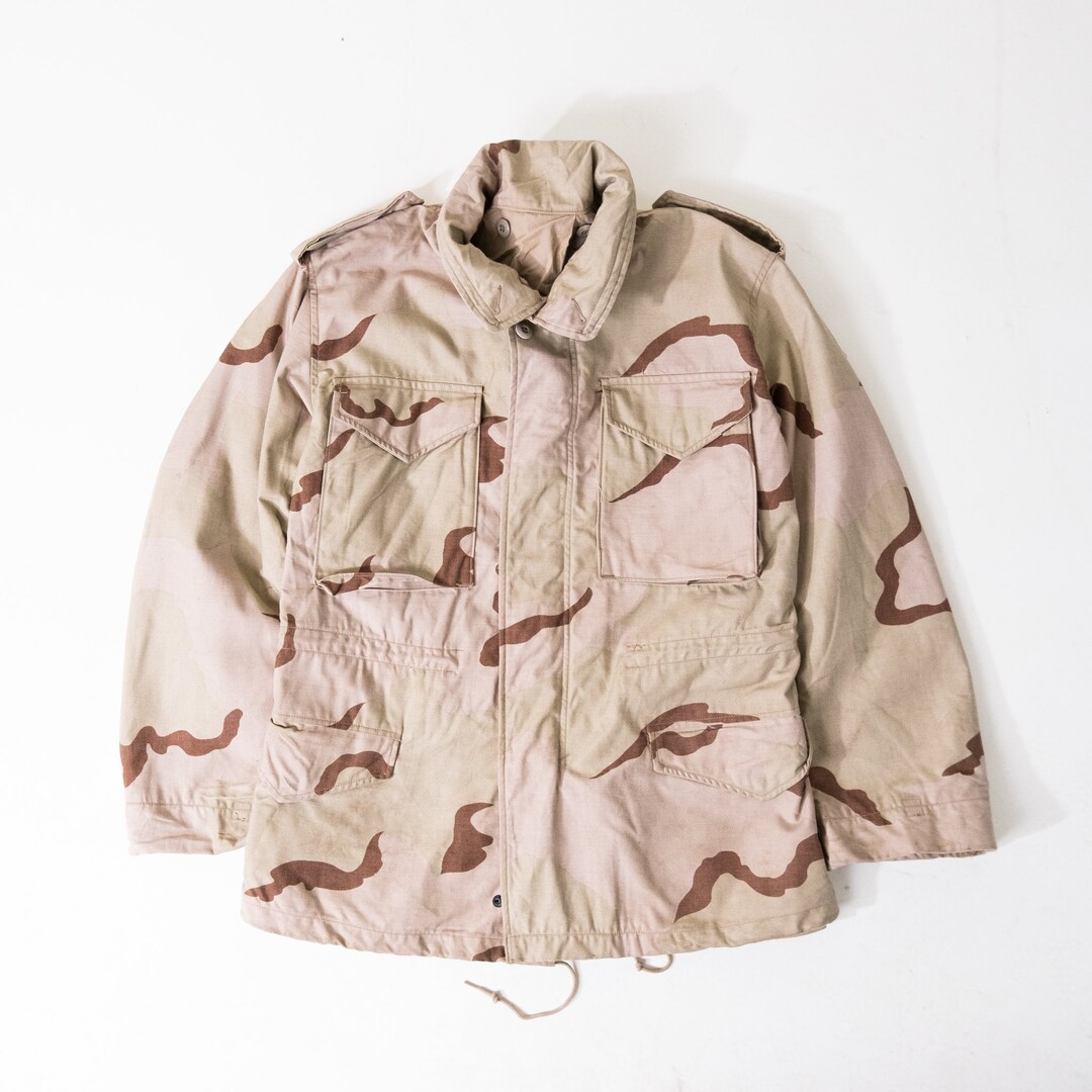 Available Vintage 90s M65 Field Jacket, Desert Camo. Dated 1991 Size