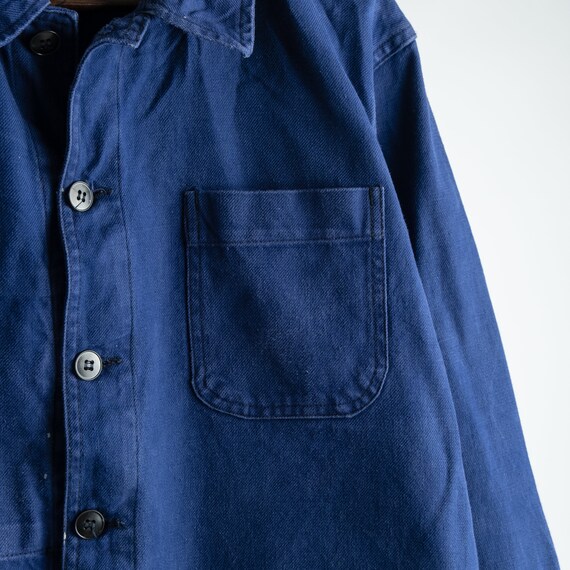 Vintage French Workwear Chore Jacket Blue Cotton … - image 4