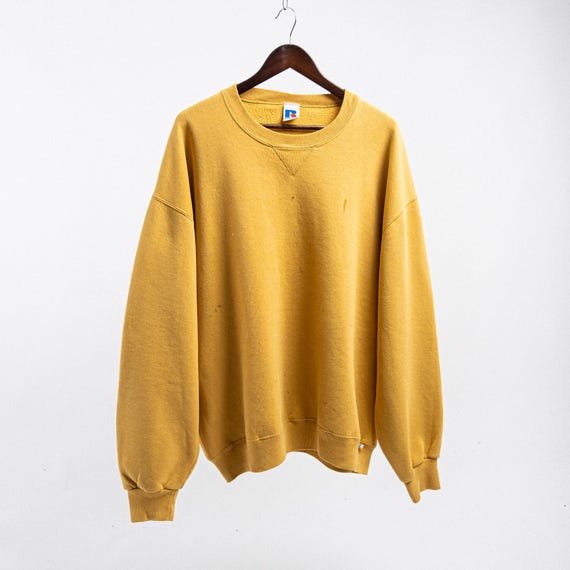 Vintage 90s Yellow Russell Athletic Sweatshirt Size XL Made in Mexico Reverse Weave Etsy Australia