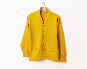 Vintage 40s US Wilson Yellow Wool Cardigan - Size Small / Made in USA