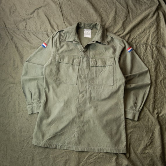 Vintage 80s Dutch Army Military Olive Green Cotton Field Shirt - Etsy