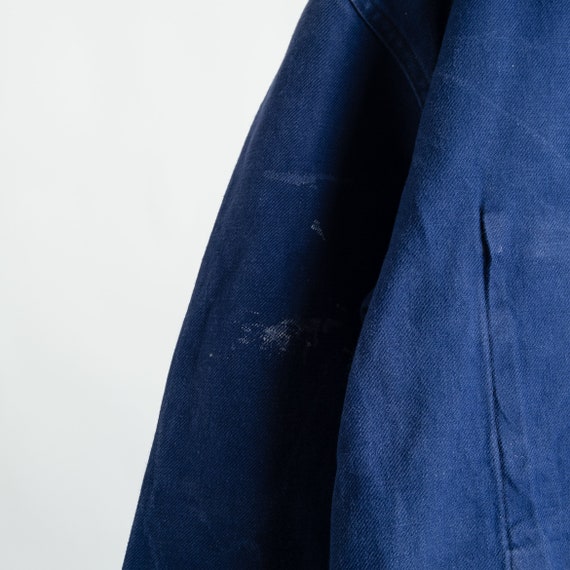 Vintage French Workwear Chore Jacket Blue Cotton … - image 6
