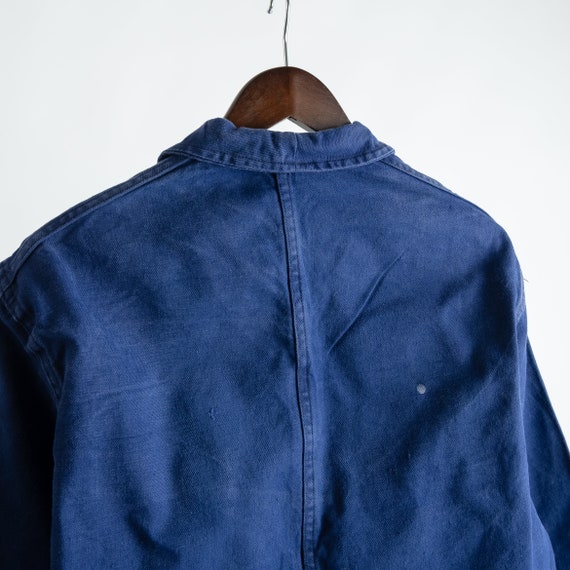 Vintage French Workwear Chore Jacket Blue Cotton … - image 10