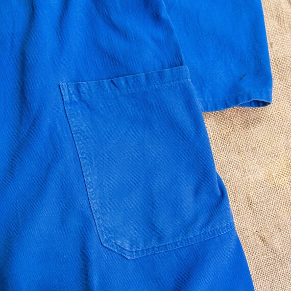 Vintage 1960s 60s French Blue Cotton Long Chore J… - image 4