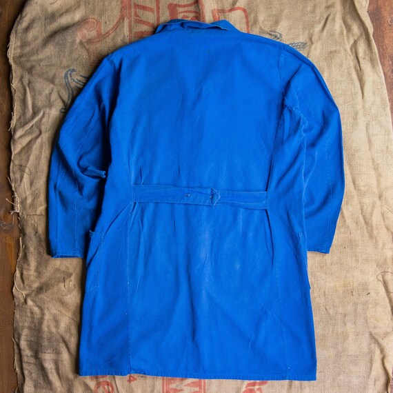 Vintage 1960s 60s French Blue Cotton Long Chore J… - image 7