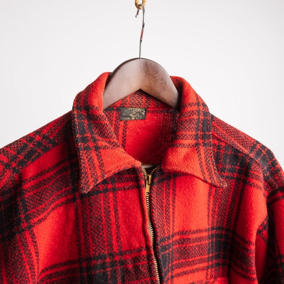 Vintage 1950s 50s Red and 100% Wool Winter King P… - image 3