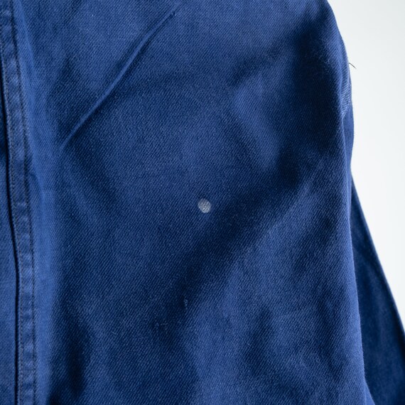 Vintage French Workwear Chore Jacket Blue Cotton … - image 9